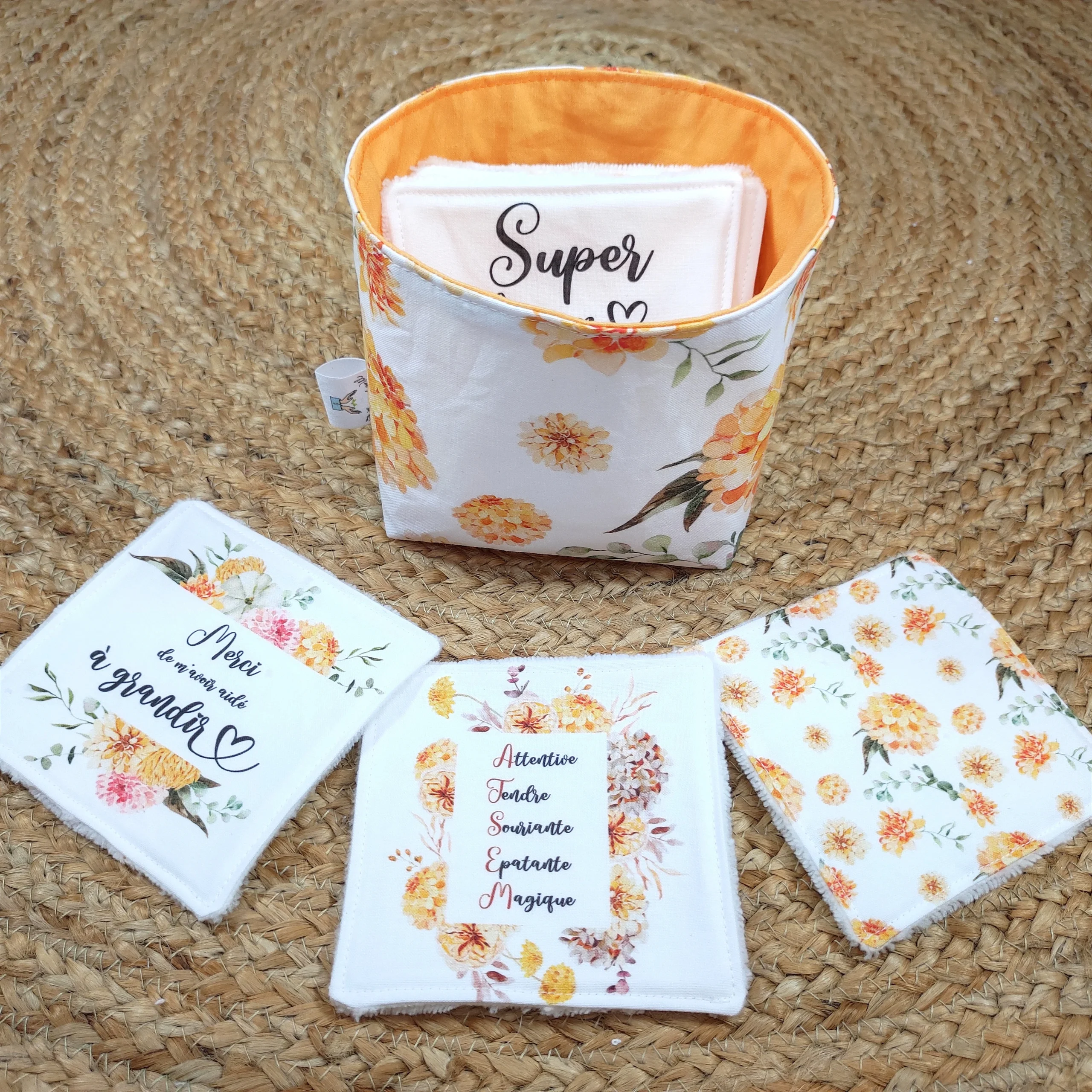 Lot de 8 cotons lavables et panier - "Atsem" – Image 4