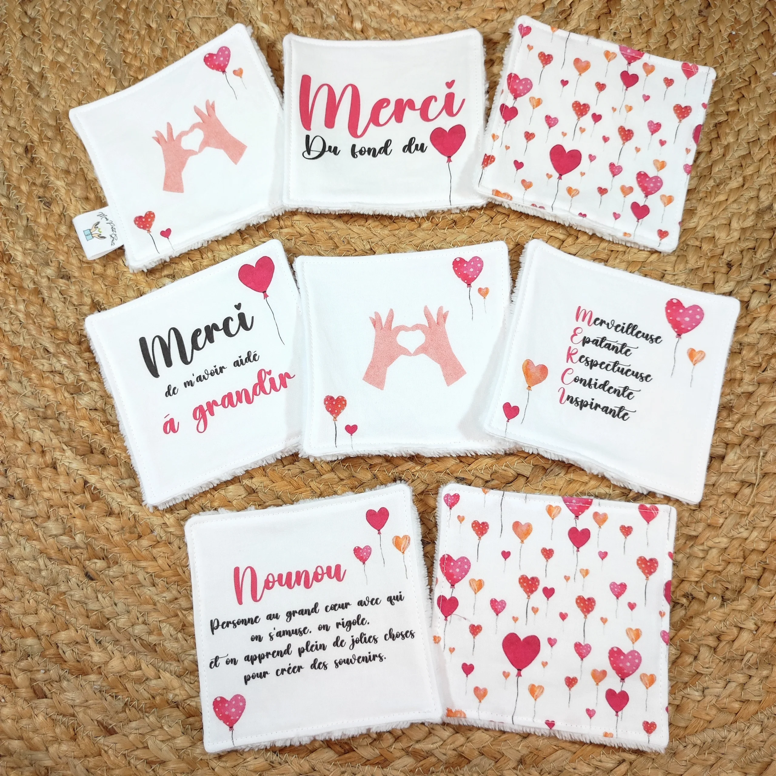 Lot de 8 cotons lavables et panier - "Nounou" – Image 3