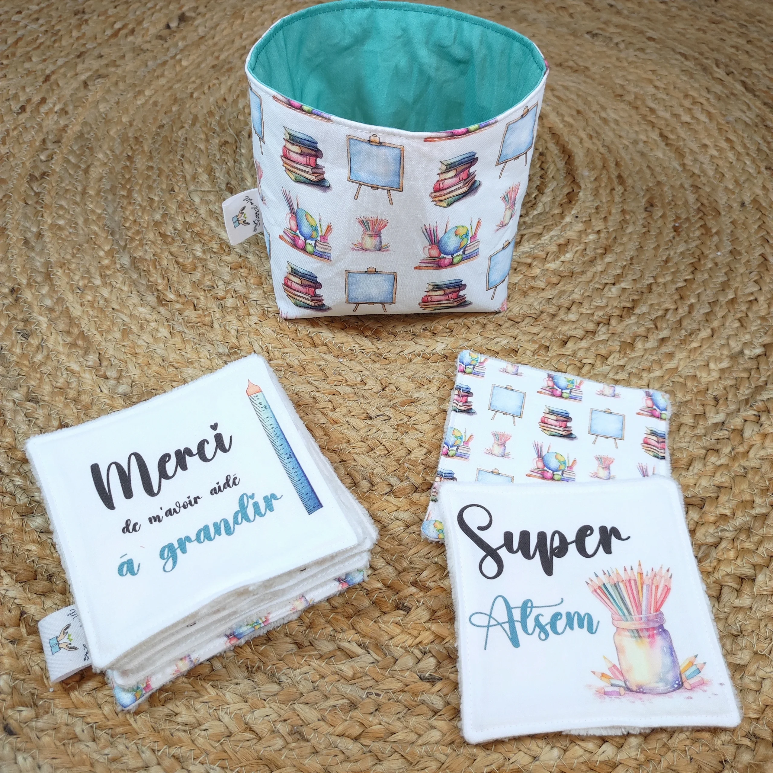 Lot de 8 cotons lavables et panier - "Super Atsem" – Image 2