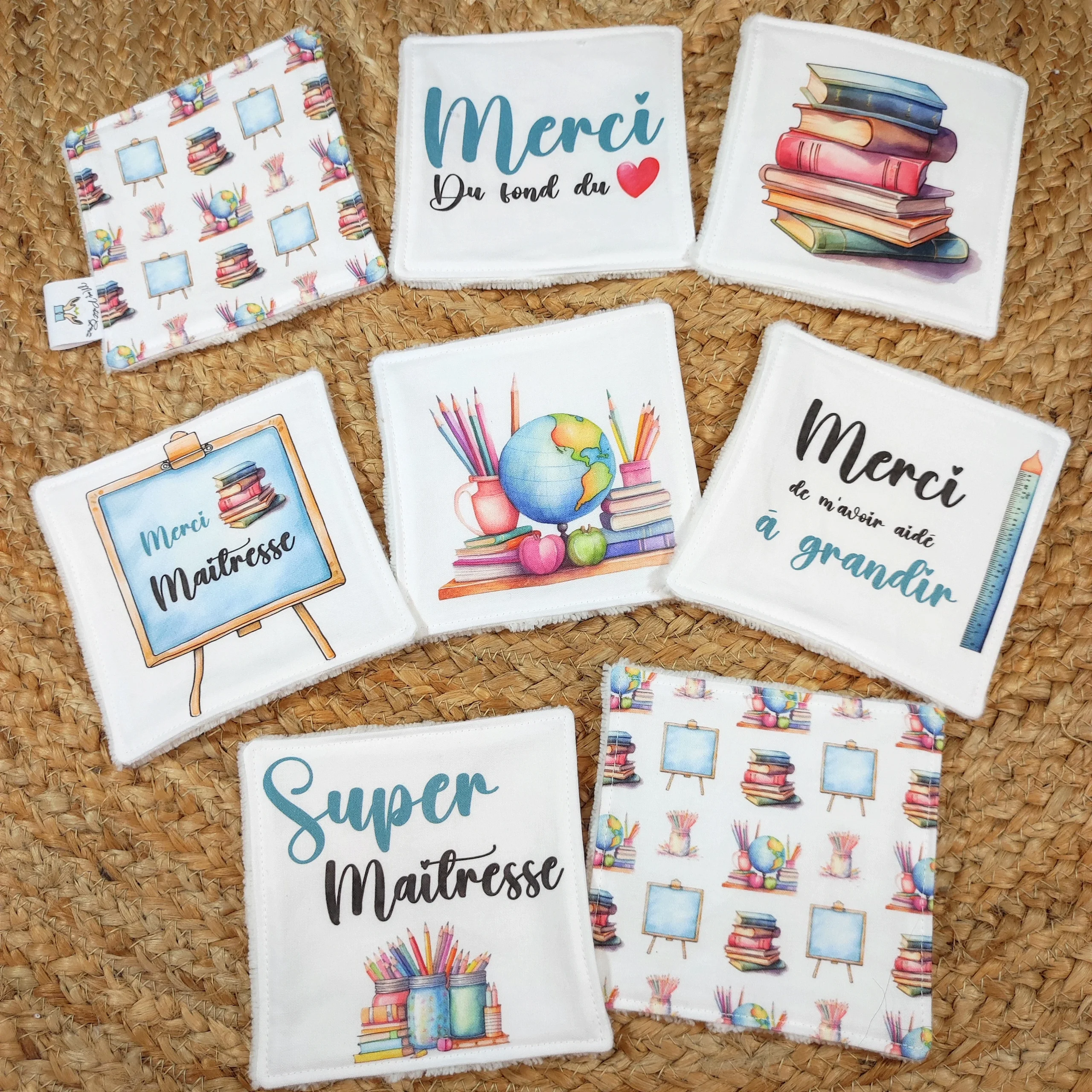 Lot de 8 cotons lavables et panier - "Super Maîtresse" – Image 3