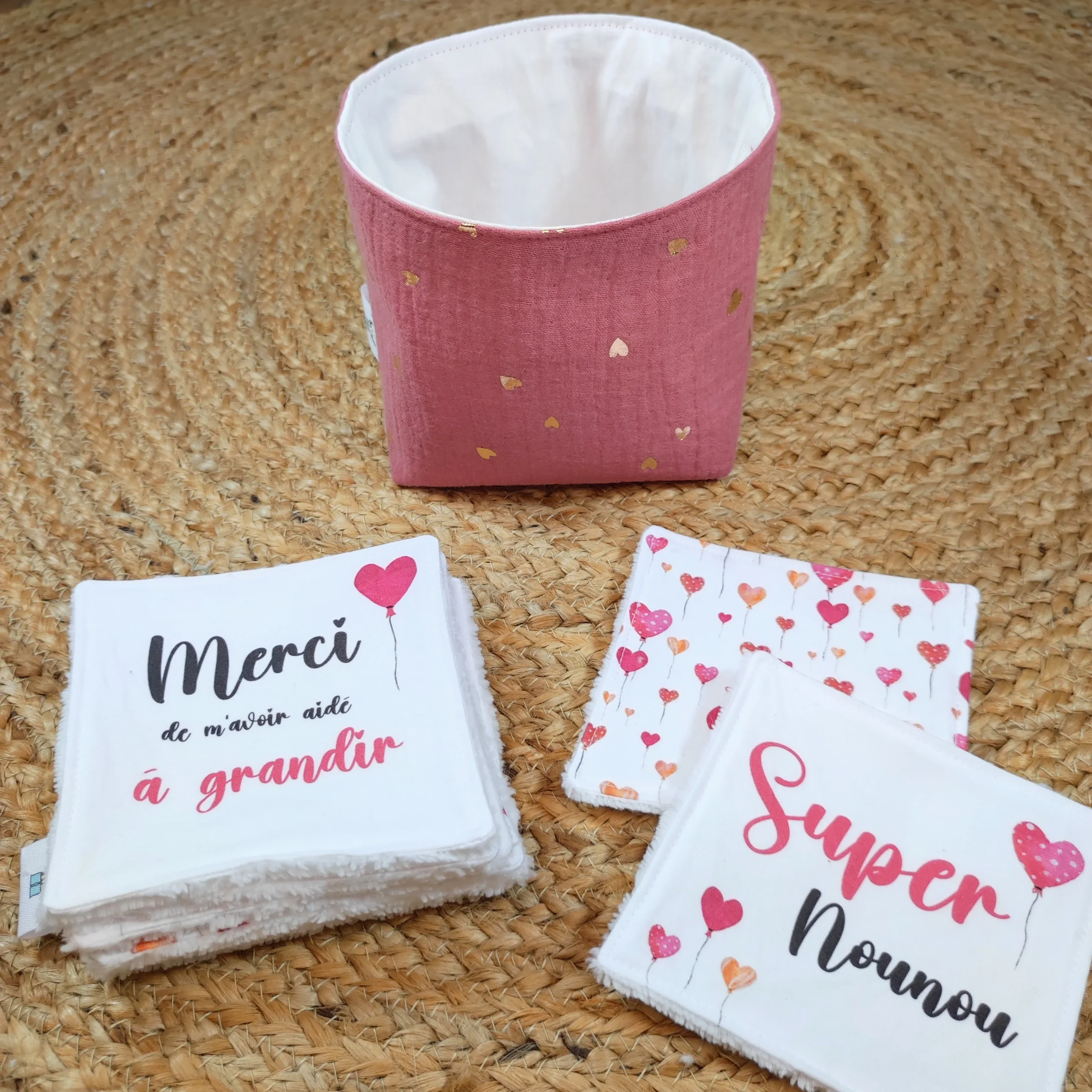 Lot de 8 cotons lavables et panier - "Super Nounou" – Image 2