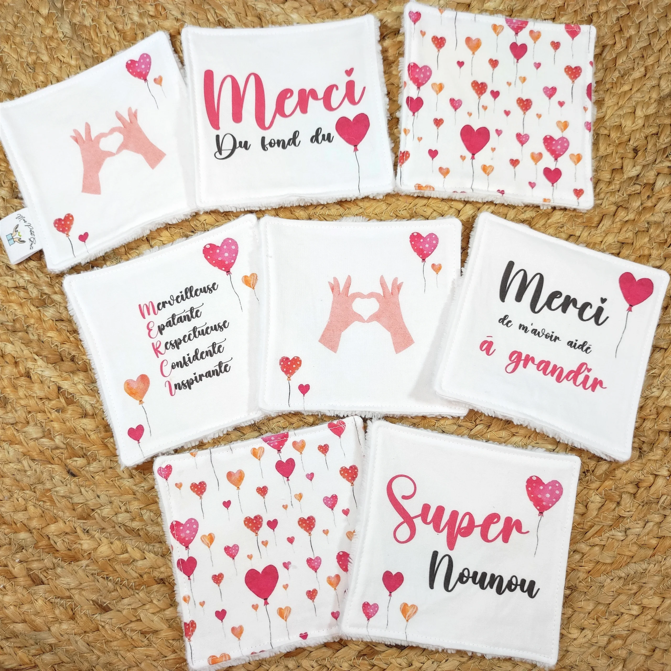 Lot de 8 cotons lavables et panier - "Super Nounou" – Image 3