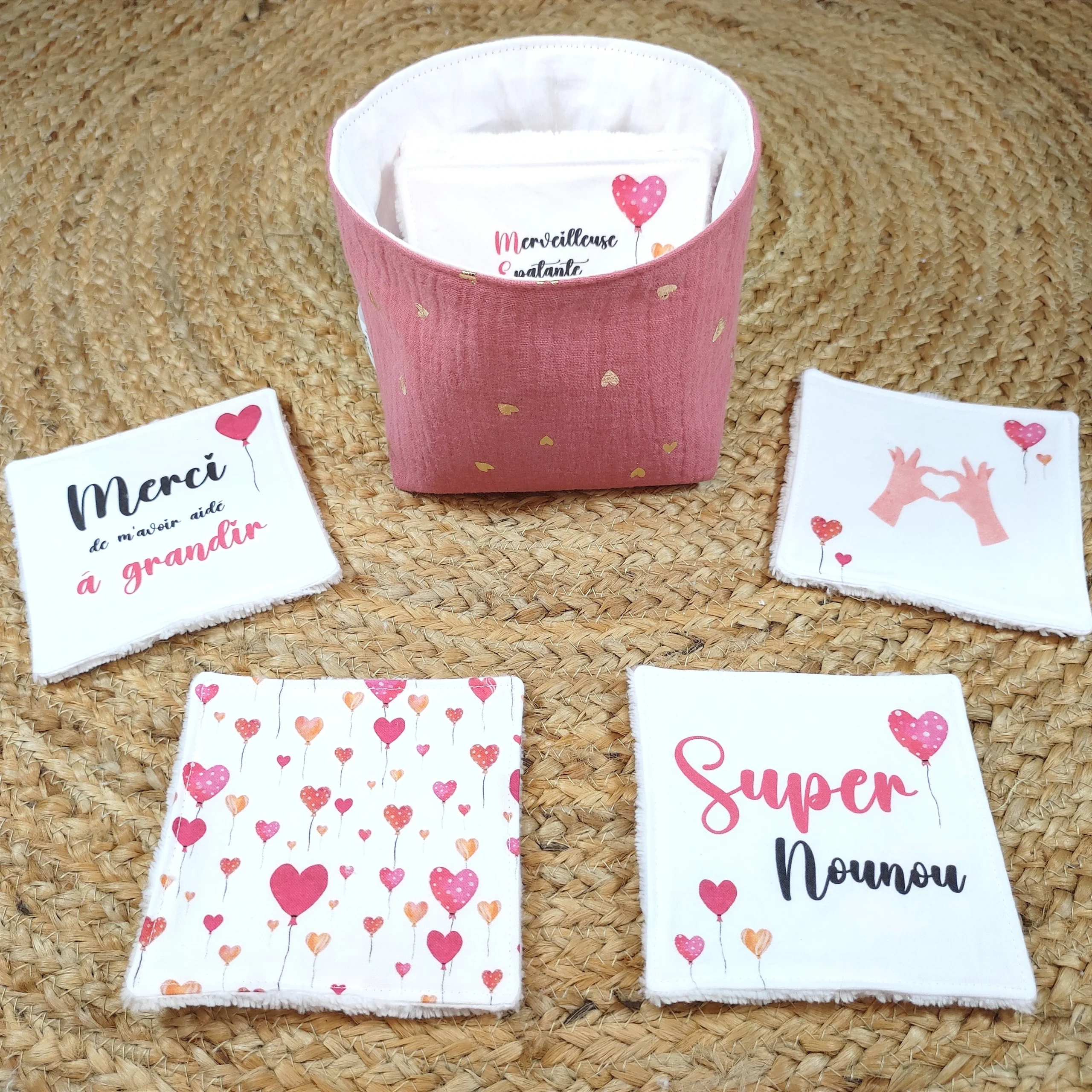 Lot de 8 cotons lavables et panier - "Super Nounou" – Image 4