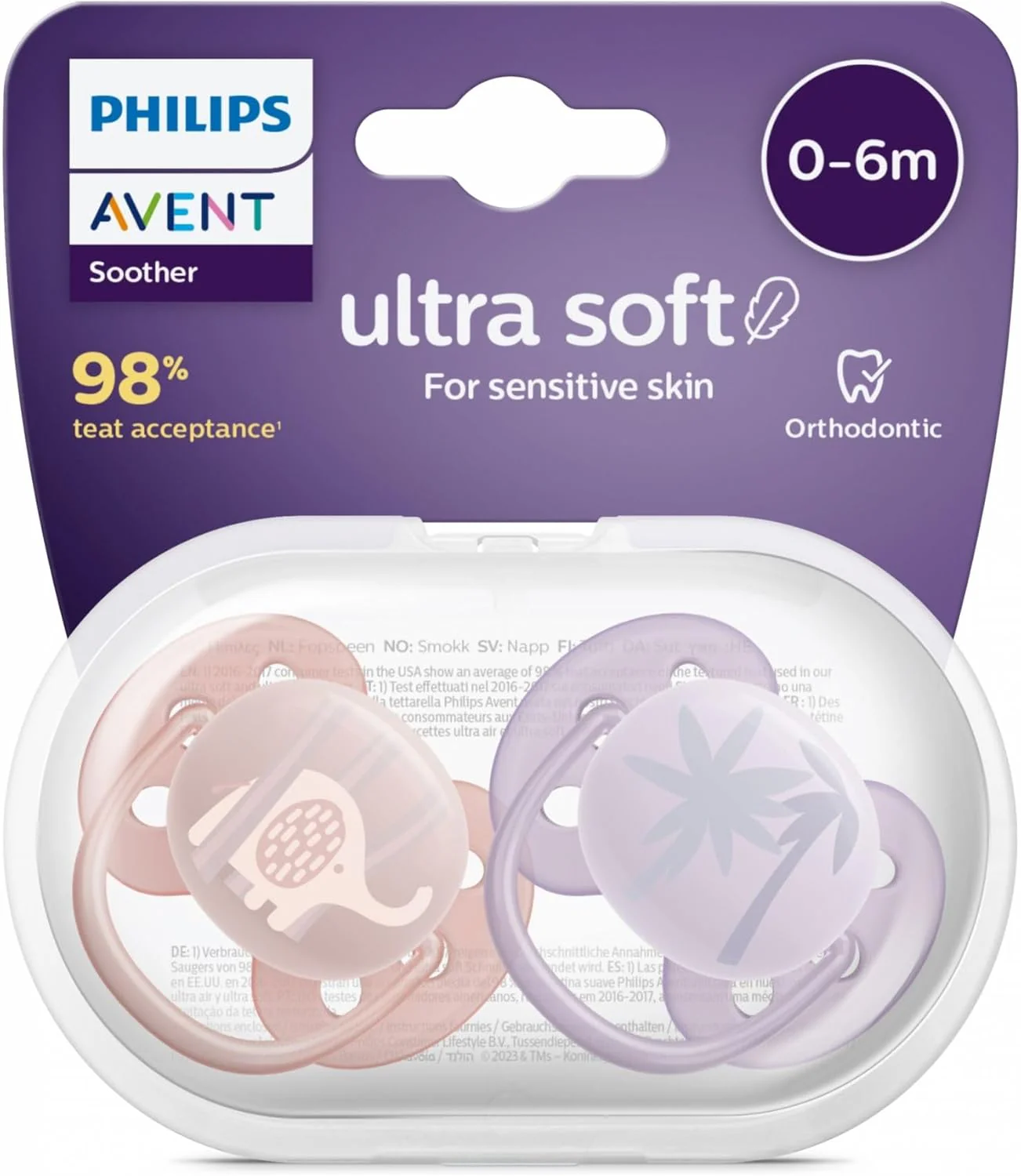 Lot de 2 sucettes Ultra Soft 0-6 mois Girly - Philips Avent – Image 4