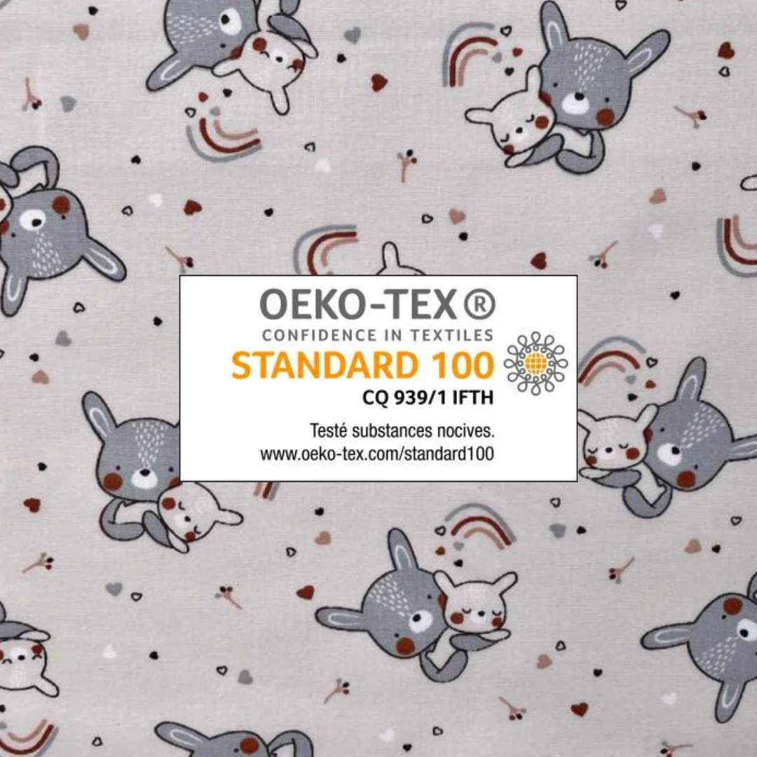 100% coton imprimé oeko-tex lapins - par 10 cm – Image 2